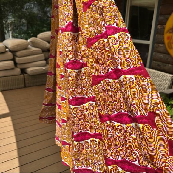 Francis + Benedict Boho Tribal Maxi Skirt EUC Gold, Garnet, White, Fuchsia - Picture 4 of 8